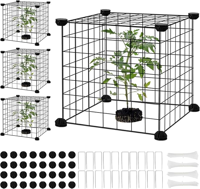 DYAUS 4 Packs Plant Protectors from Animals, Plant Cages for Outdoor Plants, 20Pcs 12"x12" Metal Plant Covers from Animals, Heavy Duty Chicken Wire Cloche, Garden Cloches to Keep Animals Out