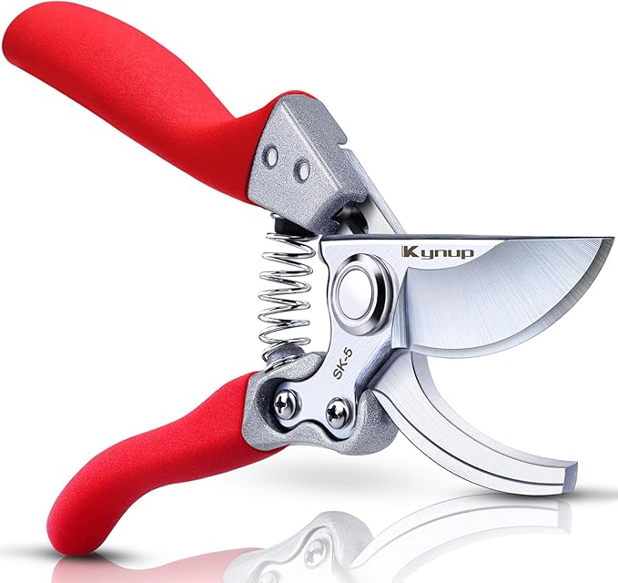 Kynup Pruning Shears, Gardening Scissors, Pruners for Gardening, Heavy Duty Garden Tools, Garden Grass Clippers Hand Hedge Shears, (Red)