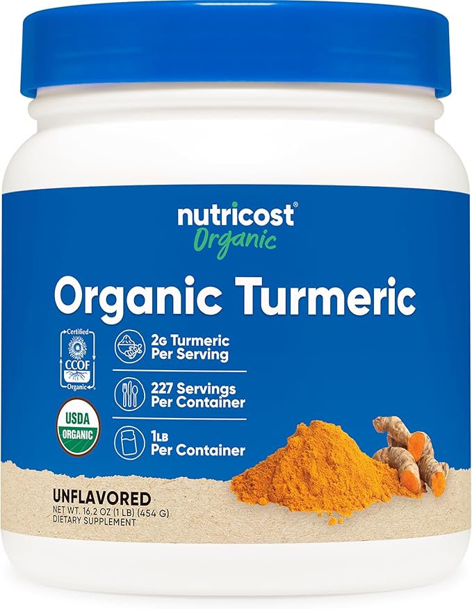 Nutricost Organic Turmeric Root Powder 1 LB (16oz) - Certified USDA Organic, Food Grade, Gluten Free, Non-GMO
