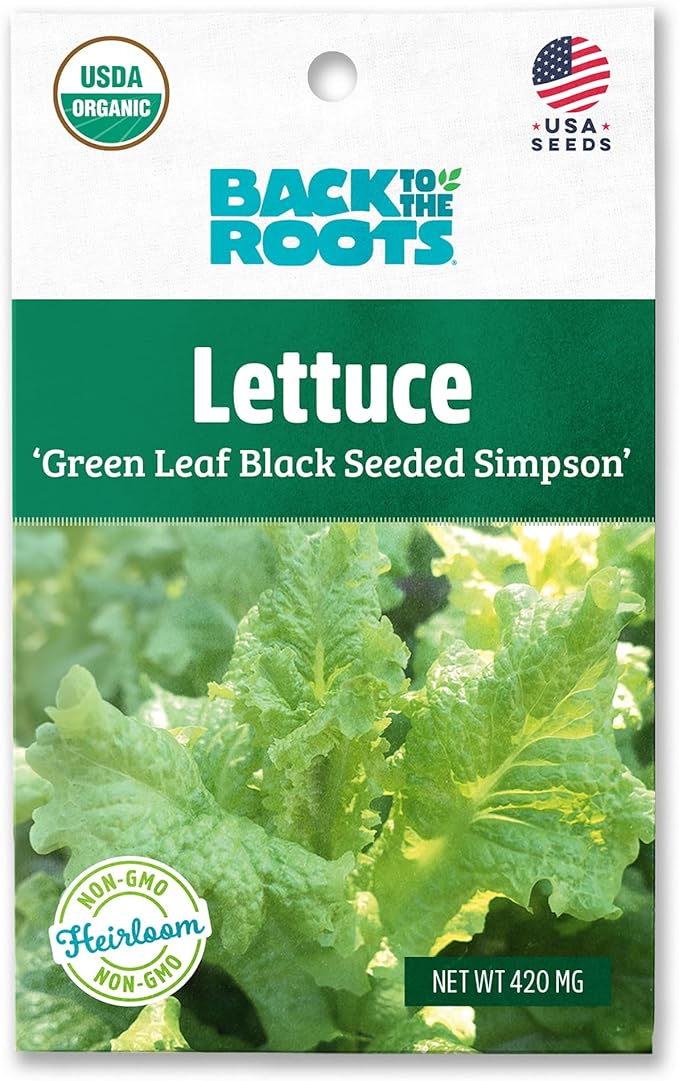 Back to The Roots 100% Organic Seed Packet - Lettuce 'Green Leaf Black Seeded Simpson' 420mg