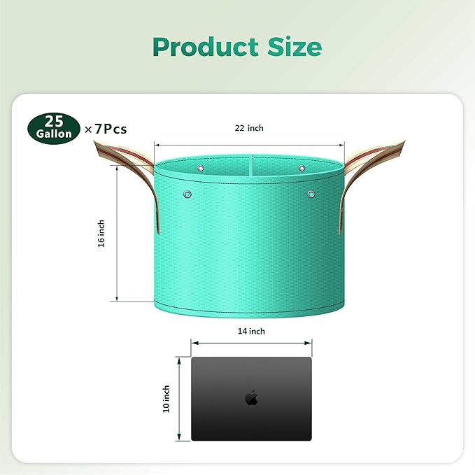 SPONDWILD 7 Pcs 25 Gallon Potato Grow Bag, PE Garden pots Plant Grow Bag with Branch-Binding Holes and Drain holefor for Vegetables, Strawberries, Flowers
