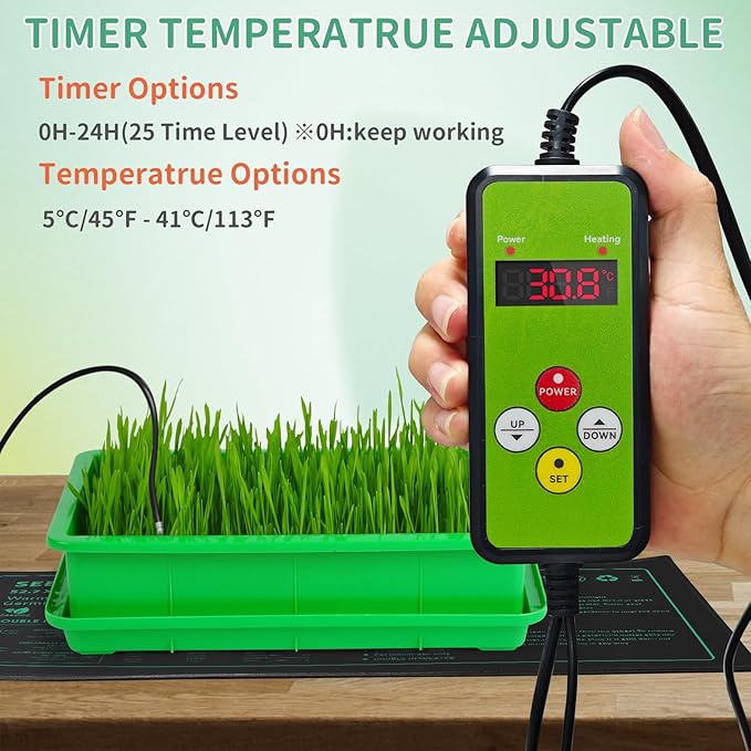 Seedling Heat Mat with Temperature Control 2 Pack Durable Waterproof Plant Heating Pad 10"x 20.75" for Germination, Indoor Gardening, Greenhouse