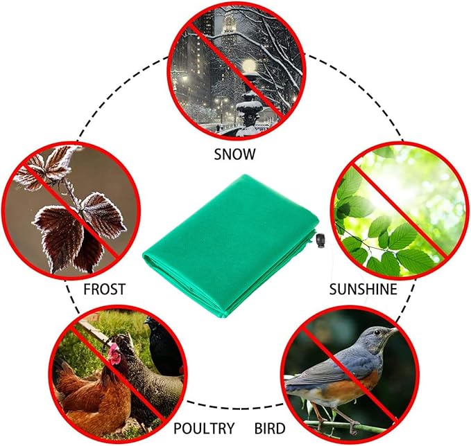 Homimp Plant Covers Freeze Protection, 4 Pack Frost Covers with Zipper Drawstring (71" x 47.3") Plant Protection Cover Bags for Outdoor Winter Frost Cold Weather Shrubs Trees Jacket Covers(Green)
