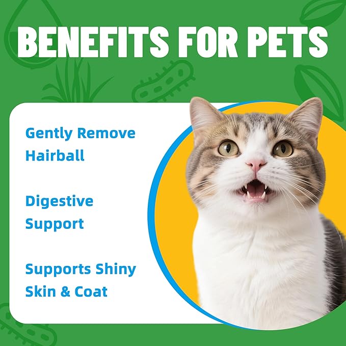 Just Try 7OZ Cat Grass Powder Feline Grass Treats Cat Suppluments Hairball Treatment for Cats Cat Hairball Remedy Gut Health Cat Treats Healthy
