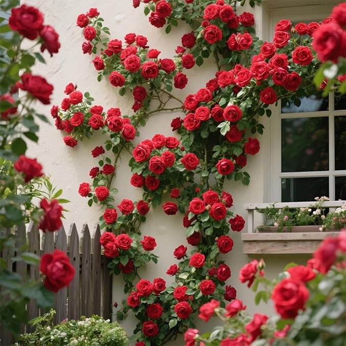 200+ Red Climbing Rose Seeds for Planting Outdoors Ornamental Climbing Flowers Rosa Bush Vine Climber Long-Blooming