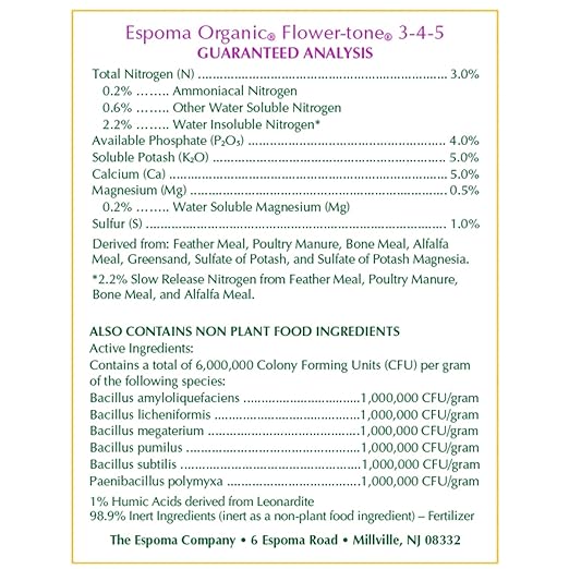 Espoma Flower-Tone Fertilizer - Natural & Organic for Abundant Blooms - 4 lb - Granules