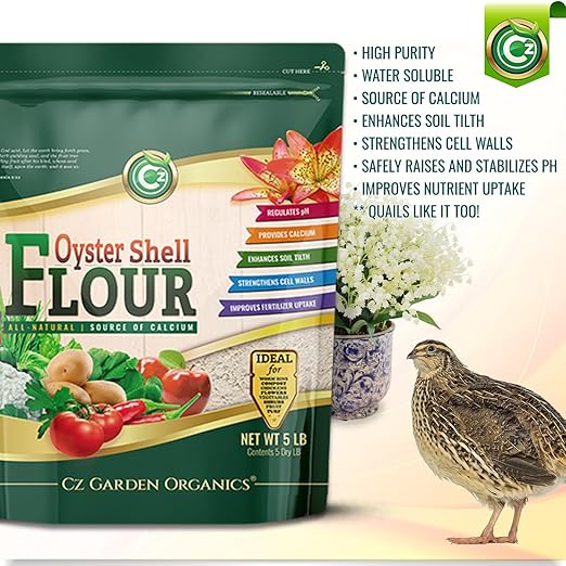 Oyster Shell Flour 5LB – Made in USA Soil Amendment Fertilizer for Indoor/Outdoor Plants & Gardens. High Calcium Supplement for Chickens, Reptiles, Worm Compost Bins, Mushroom Cultivation. OMRI Listed