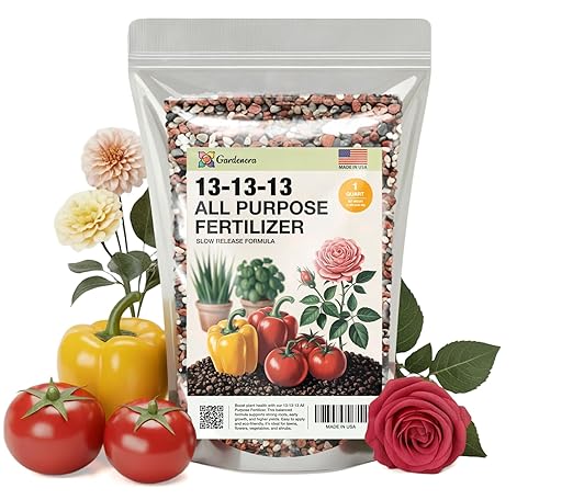 Professional 13-13-13 All Purpose Garden Fertilizer – All Purpose Plant Food 13 13 13 for Outdoor Grass, Vegetables, Roses, Flowers, Shrubs, Trees. Lawns, Gardens, Potted Plants (1 Quart)