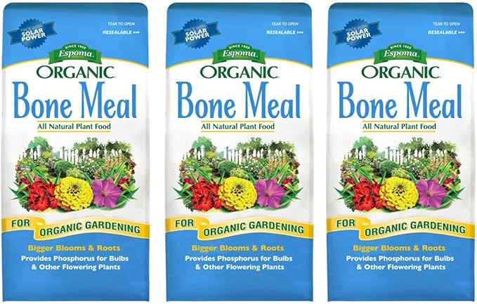 Espoma Organic Bone Meal Fertilizer 4-12-0. All-Natural Plant Food Source of Nitrogen and Phosphorus for Organic Gardening. for Bulbs & Other Flowering Plants; Pack of 3