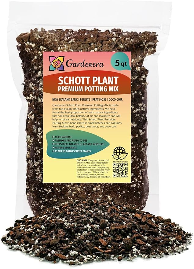 GARDENERA Monstera Lechleriana Schott Potting Mix - Retains Moisture and Enhances Root Growth - 5 Quart