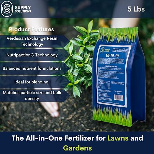 Supply Solutions 10-10-10 Complete Lawn & Garden Granular Fertilizer with Micronutrients – Balanced NPK Plant Food for Soil Health, Blooms & Roots – Safe for Vegetables, Fruits, Lawns (5 Pound)