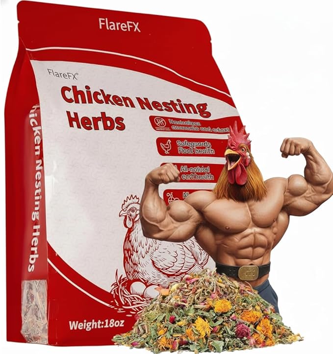 18oz Chicken Nesting Herbs Chicken Feed, Premixed 8 Dried Herbs Dried Poultry Natural Nesting Herbs for Freshening Coop Accessories Natural Refresher Feed & Pest Deterrent Hen Treats for Coops
