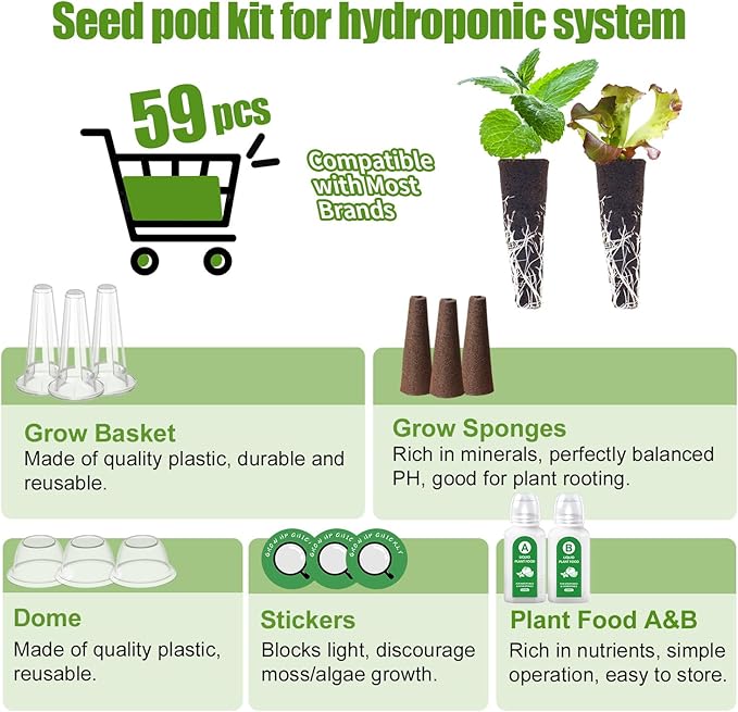 12-Pod Gourmet Basil Herb Seed Pod Kit Compatible with All Hydroponics Growing System, Universal Seed Starter Pods for Indoor Gardening