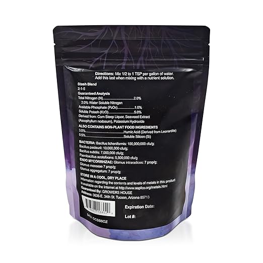 Stash Blend Premium Plant Additive Root Hormone for Plants - with Corn-Steep Liquor, Seaweed Powder, Humic Acid, Mycorrhizae, Microbial Bacteria, Soluble Silicon - Ideal for Gardeners and Growers
