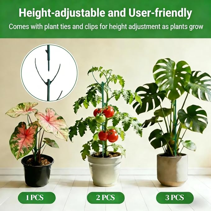 12 Pack Stackable Plant Stakes, Monstera Plant Support, Climbing Plant Stakes for Indoor & Outdoor Potted Plants, Branch-Like Shape Stem Accessories (12 Pack)