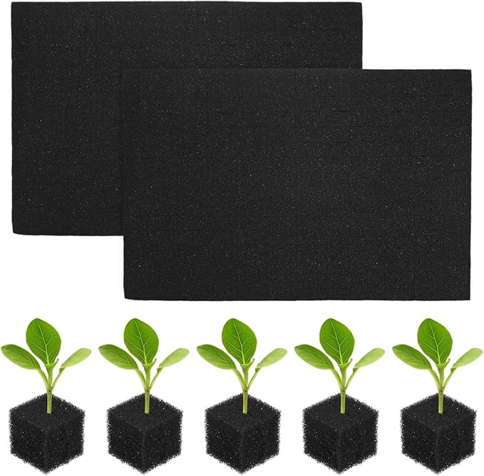 192-Pack Hydroponics Sponges, 0.98 Inch Growing Media Square Sponges for Planting Gardening Tool/Grow Seedlings/Home Vegetable Flower, Soilless Cultivation Seedling [Black]