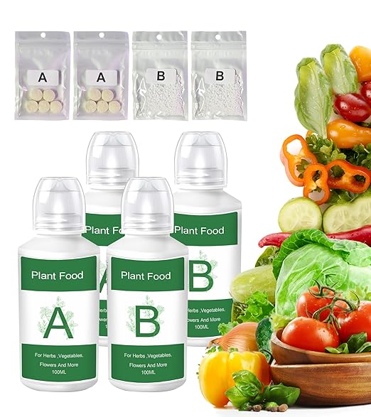 800ml Hydroponics Nutrients Fit for AeroGarden Hydroponic Indoor Garden, Hydroponics Supplies A&B Plant Foods hydroponic Nutrient Solution for Vegetables Fruits Flowers Thrive