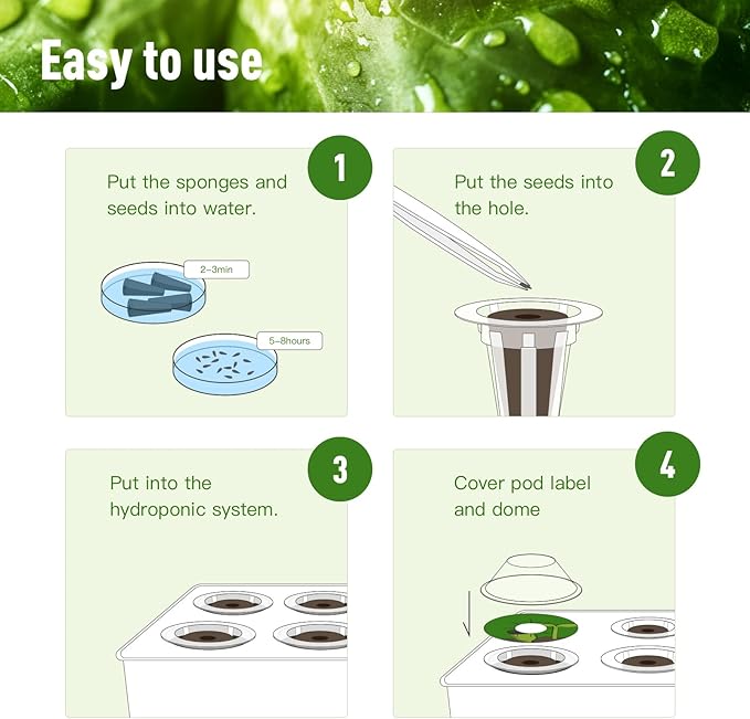 60 pcs Hydroponic Grow Sponges Seed Pods Replacement, Compatible with AeroGarden iDOO and Most Hydroponic Systems. Rapid Rooting Nursery Sponges.