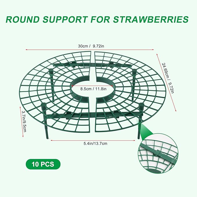 10 Pack Round Strawberry Plant Support,Strawberry Growing Kit,Reusable Plant Supports for Indoor Outdoor Growing