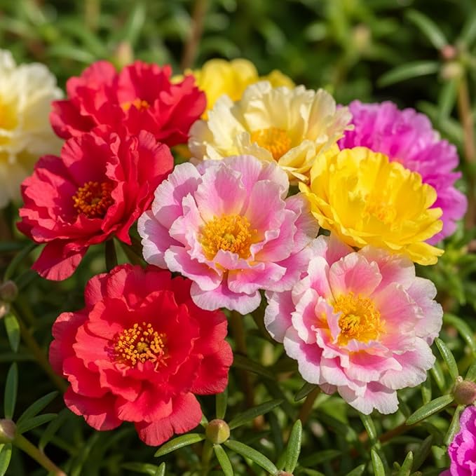Moss Rose Seeds for Planting Outdoors, Pack of 10000 Portulaca Grandiflora Flower Seeds for Planting