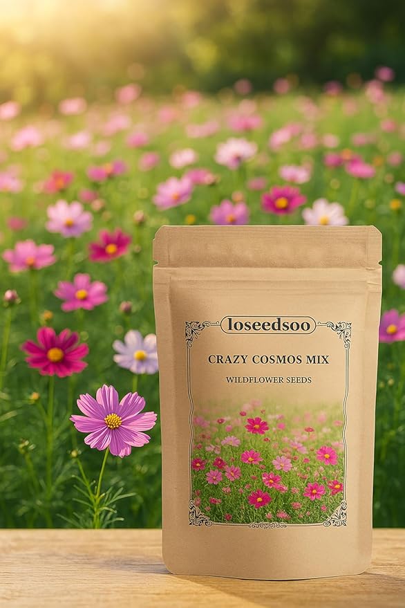 Crazy Cosmos Mix Wildflower Seeds for Planting – 1 oz – 5000+ Seeds, Easy to Grow, Attracts Butterflies, Multiple Colors