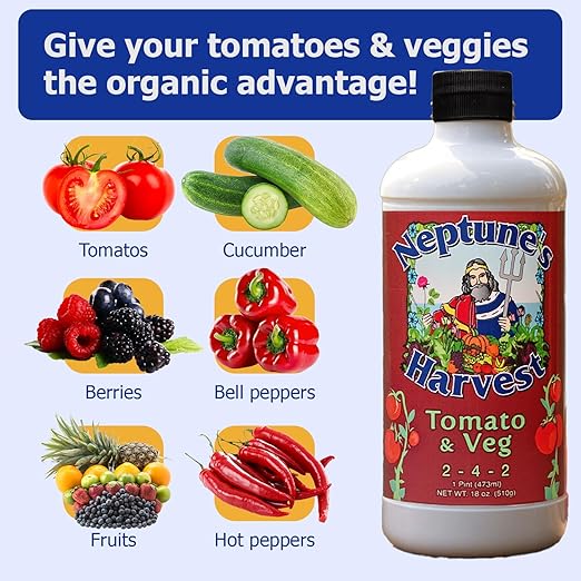 Neptune's Harvest Organic Plant Fertilizer | Liquid Fertilizer for Lawn, Garden & Houseplant | Rich in Essential Nutrients | Tomato & Veg 2-4-2 (Pint) + Rose & Flowering Plant Food 2-6-4 (Pint)