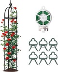 Garden Obelisk Trellis for Climbing Plants Outdoor, 1Pcs 6.7FT Rustproof Metal Plant Flower Trellises,Garden Obelisk Trellis for Indoor Outdoor Flowers Vegetable Fruits Vines Support(Black)