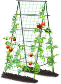 Lalahoni Garden Trellis for Climbing Plants Outdoor, 31.5x70.8 inch Metal A-Frame Cucumber Trellis Raised Bed, Climbing Plant Support Vine Fruit Flower Vegetable Tomato Peas Bean Trellis, with Netting