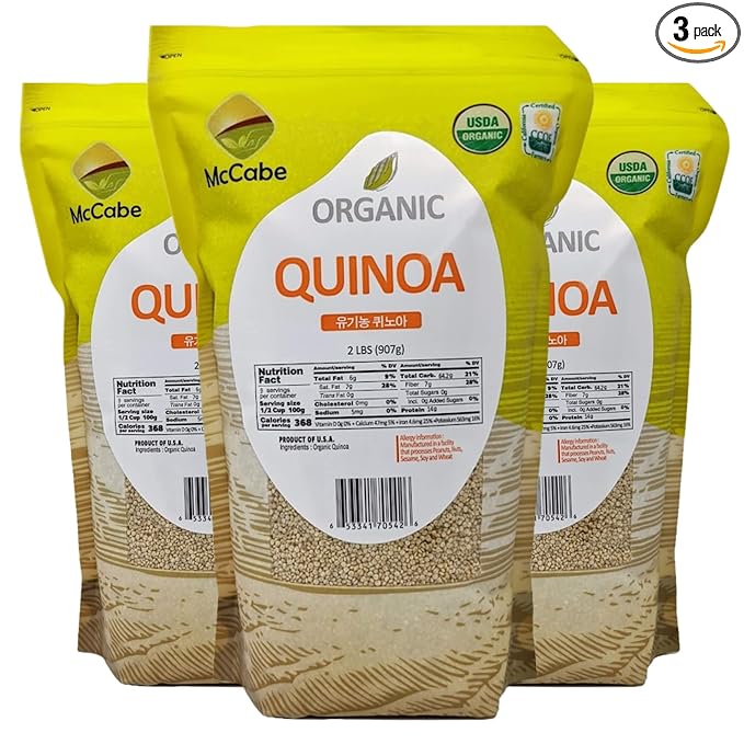 McCabe Organic Quinoa - Organic Quinoa Grain | Rich with Fiber & Minerals | USDA and CCOF Certified | Product of USA | 2Lbs (Pack of 3)