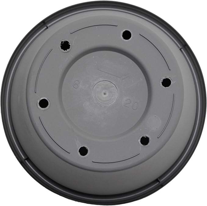 Bloem Terra 10" Diameter Round Charcoal Resin Planter Pot with Drainage Holes for Indoor and Outdoor Gardening
