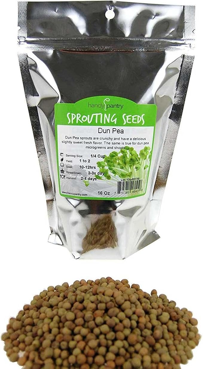 Dun Pea Sprouting Seeds - 1 Lbs - Dried Dun Peas - Edible Seeds, Gardening, Hydroponics, Growing Salad Sprouts & Microgreens, Planting, Food Storage, Soup & More