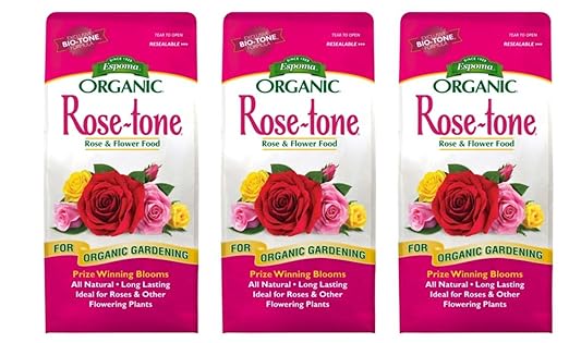 Espoma Organic Rose-Tone 4-3-2 Organic Fertilizer for All Types of Roses and Other Flowering Plants. Promotes Vigorous Green Growth and Abundant Blooms. 8 lb. Bag - 3 Pack