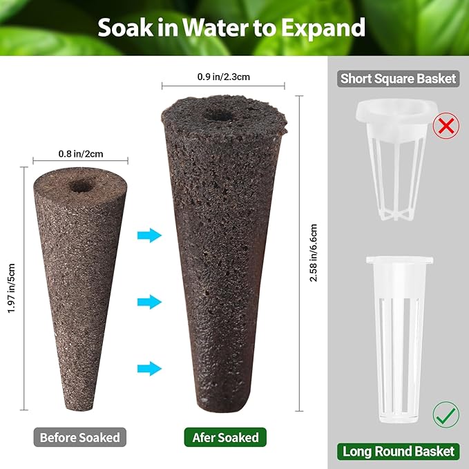 120Pcs Hydroponic Pods Kit, 60 Grow Sponges with 60 Pod Labels, Breathable Replacement Pods Compatible with AeroGarden & Most Hydroponics Growing System, Seed Starter Pods for Indoor Garden