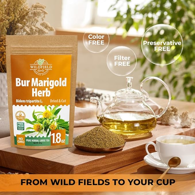 1.8 oz. Dried Marigold Flowers Bur Marigold Herb Tea Marygold Tea (Bidens Tripartite L.) - 50g 100% Chereda Bur-Marigold Cáñamo Acuático