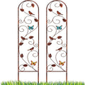 Lancisism 2 Pack 100% Metal Garden Trellis for Climbing Plants Outdoor - Heavy Duty Rustic Iron Arch Fence Trellis Rustproof Plant Support Trellis for Vines, Flowers, Vegetables & Wall Brackets