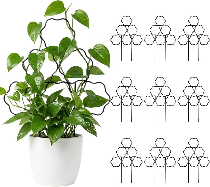 ZOUTOG 9 Pack Trellis for Climbing Plants Outdoor 15 Inch,Rustproof Metal Garden Trellis for Potted Plants,Sturdy Houseplant Support Indoor Outdoor for Ivy Pothos Monstera Hoya Flower Vine (Flower)