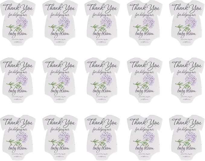 Seed Bloom Onesie Seed Paper – 15 Hydrangea Shower Favors for Guests with Wildflower Seeds, Writable & Plantable, Shower Favor Gifts for Guest