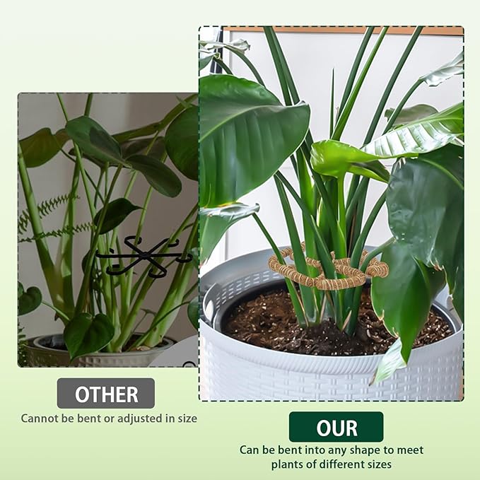 2PC Bendable Plant Climbers Stem Holders, 11.8 Inch Natural Coconut Fiber Climbing Houseplant Monstera Stem Supports, Reusable Flower Plant Stakes Trellis Stem Growth Accessories for Plant Indoor