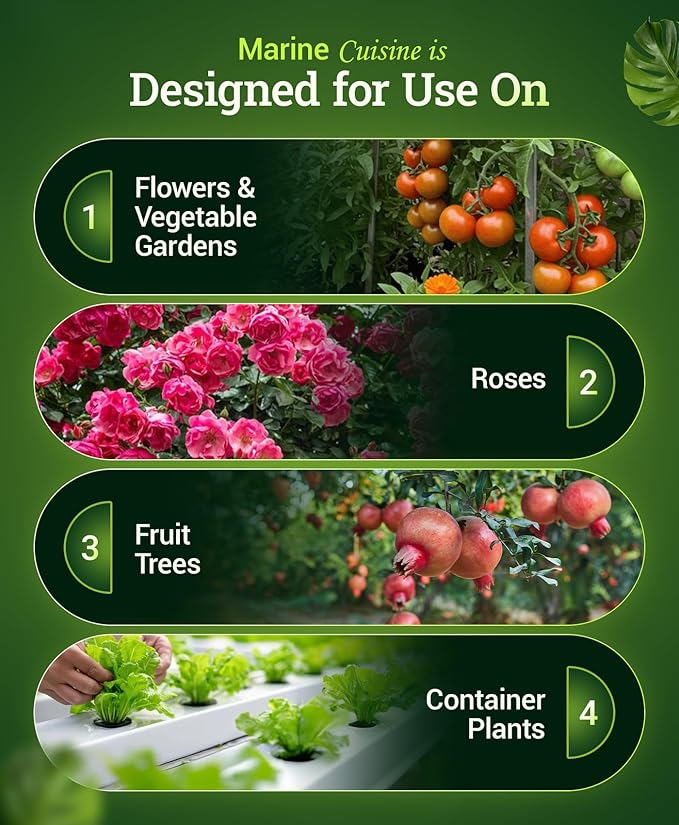 FoxFarm Marine Cuisine All Purpose Fertilizer - 10-7-7 Ocean-Based Plant Food with Crab Meal, Seabird Guano - Slow Release Fertilizer for Vegetables, Flowers, Roses & Container Plants - 4 lb