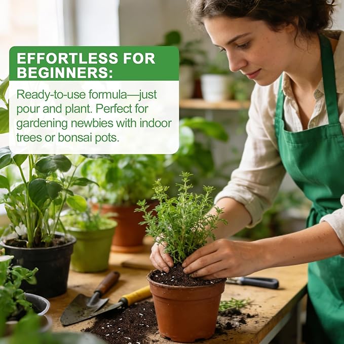 Organic Potting Soil Mix for Indoor Plants & Herb Gardens 2qt- All-Purpose Nutrient-Rich Natural Soil