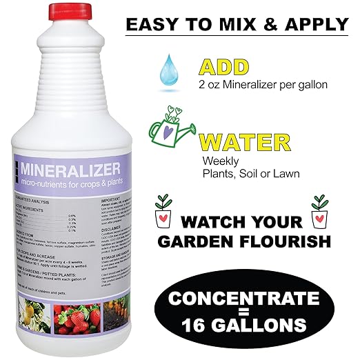 Organic Liquid Mineral Fertilizer for Plants – Fix Nutrient Deficiencies & Restore Soil Health – Micronutrients for Strong Growth & Yield – Garden, Vegetables, Indoor (GGO Mineralizer)