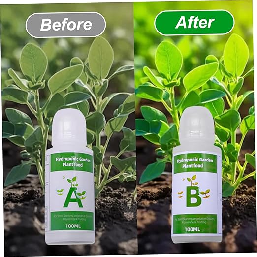 Hydroponic Plant Food, 2 Bottles Hydroponic Nutrients 20-23g/ Bottle Plant Food A and B for Indoor Plants, Vegetables, Fruits and Flowers, Hydroponics Nutrients
