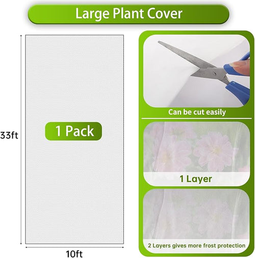 10 * 33 FT Plant Covers Freeze Protection, 1.05oz/yd² Frost Cloth for Outdoor Plants, Floating Row Cover Frost Blankets for Winter Garden Vegetables, Reusable Plant Frost Protection Covers