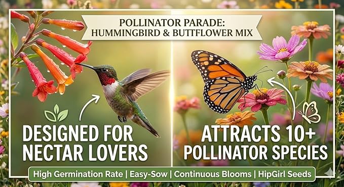 2026 EarlyBird-Sow in Spring/Fall. Mixed Wildflower Seed Attract Bees,Attract Butterflies,Pollinators, for Home Garden&Container Garden(Wildflower Seeds-Hummingbird & Butterfly Mix,5g)