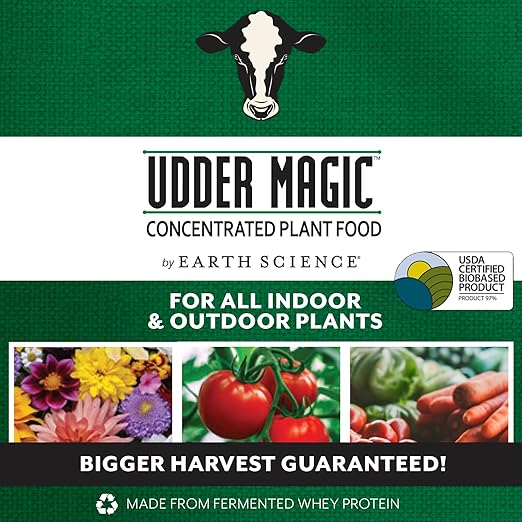 Earth Science Udder Magic Concentrated Plant Food for Indoor & Outdoor Plants— 30 oz—Nutrient Rich Fertilizer for Bigger Harvests & Blooms - Seed Starter for Vegetables, Flowers, Herbs, Succulents