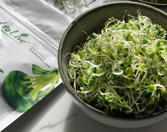 Food to Live Organic Broccoli Seeds for Sprouting, 2 Ounces – Non-GMO, Vegan, Kosher, Sirtfood, Bulk. Rich in Sulforaphane, Vitamin C. Grow Sprouts, Microgreens for Salads, and Sandwiches
