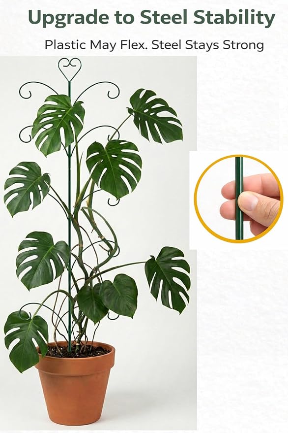 2 Pack Monstera Plant Support, 31” & 46” Adjustable Steel Plant Stakes for Indoor & Outdoor Use, Garden Plant Support for Climbing Potted Plants