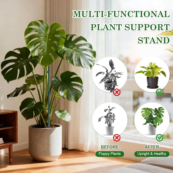 5 Pack Adjustable Plant Support Stakes Stackable Indoor/Outdoor Support Stakes Ideal for Supporting Monstera and Climbing Plants Gardening Accessories Perfect Alternative to Traditional Plant Stakes
