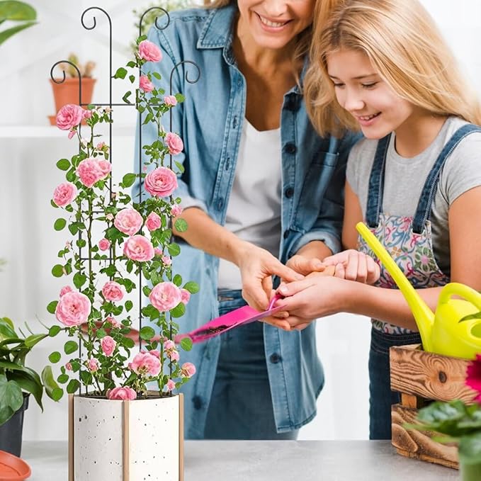 2 Pack Monstera Plant Support Stakes, 33in Metal Plant Trellis with Garden Twist Tie for Climbing Plants Indoor Outdoor Potted Tall Pothos Monstera