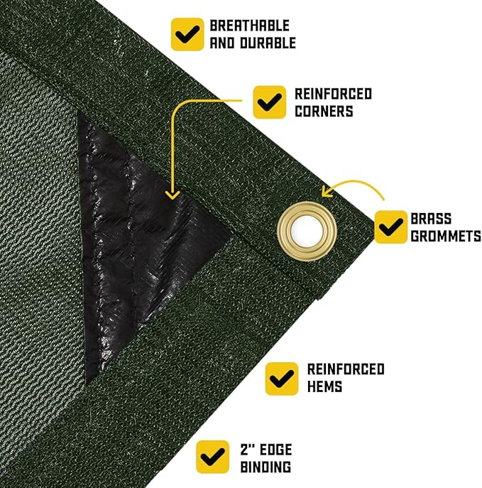 Core Tarps 60% Green Shade Cloth with Grommets - 4 X 10 FT Heavy Duty Mesh Tarp - Sun Shade Cloth for Garden Vegetables Plants Greenhouse Outdoors Backyard Fences Dump Trucks Patio Mesh Shade Tarp